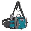 FIORETTO Large Bum Bag for Men Women, Water-Repellent Bumbag with Bottle Holders, Lightweight Fanny Pack for Running, Cycling, Hiking, Dog Walking Turquoise