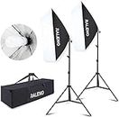 RALENO Softbox Lighting Kit 2X20"X28" Professional Photography Continuous Lighting Equipment with 2 x 85W E27 Socket 5500K Bulbs for Portraits and Product Shooting