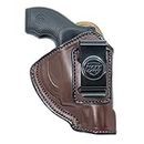 Maxx Carry IWB Leather J Frame Revolver Holster for S&W Models 442 and 642 Airweight, 637, 638, 640 and Other .38 Special Snub Nose Revolvers, Brown, Right Hand Draw