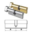 Thumb-Turn Euro Cylinder Door Lock Barrel - Brass & Nickel - Replacement Thumb-Turn Lock Barrel - Drill Resistant (45x45, Brass)