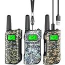 Inspireyes Walkie Talkies for Kids Rechargeable, 48 Hours Working Time 2 Way Radio Long Range, Outdoor Camping Games Toy Birthday Xmas Gift for Boys Age 8-12 3-5 Girls, 3 Pack Camouflage