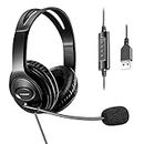 Afaneep USB Headset with Microphone, 3.5m Conference Headset for PC, Multi-Use Noise Cancelling Headsets Earphone for Call Center, Gaming, Teaching