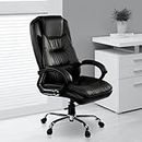 Mezonite High Back Revolving Leatherette Office Chair Work At Home, Recliner Chair, Study Chair, Ergonomic Chair, Gaming Chair, Diwali Gifts, Padded Arms & Heavy Duty Metal Base, Black