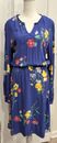 OLD NAVY Women’s Blue Floral Dress Keyhole/Clasp Elastic Waist Long  Sleeve Med