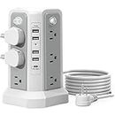 Tower Power Bar with Surge Protection and USB C Charging Port, 10FT Extension Cord with 12 AC Outlets, and 5 USB Charging Ports(1 USB C), Power Bars Tower Surge Protection for Home Office DormRoom