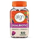 Align DualBiotic, Prebiotic + Probiotic for Women and Men, Help Nourish and Add Good Bacteria for Digestive Support, Natural Fruit Flavors, 60 Gummies