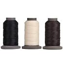 WUTA Leather Sewing Round Waxed Thread New 90 Meter Polyester Hand Sewing Line for Leather Work Cord Tool DIY (Cream White+Black+Dark Brown, 0.55mm)
