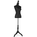 Female Dress Form Mannequin Body Torso Stand with Adjustable Height Stand Dress Form for Display or Decoration, Black