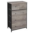 SONGMICS Drawer Dresser, Storage Dresser Tower with 5 Fabric Drawers, Dresser Unit, for Hallway, Heather Greige and Classic Black ULGS045G01