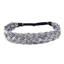 DIGUAN 5 Strands Synthetic Hair Braided Headband Classic Chunky Wide Plaited Braids Elastic Stretch Hairpiece Women Girl Beauty accessory, 56g (Salt & Pepper)