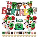 Suministros de fiesta para juegos de Minecraft globos pastel videojuego decoraciones de cumpleaños