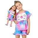 Girl & Doll Matching Pajamas Unicorn Outfit Clothes for Girls and 18" Dolls Pajama Sets (Doll Not Included), Purple Blue, 3-4T