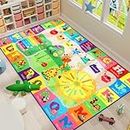 Kids Rug Play Mat Carpet Educational and Fun Playmat with ABC Alphabet Animals Shapes 3x5 Area Rug Learning Rugs for Bedroom Playroom Classroom Baby Toddler Children