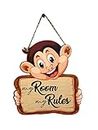 Walleaf™ My Room My Rules quote Wooden Decorative Wall Hanging for home decoration | Hostel Room | Kids Room | Home Decor Items | Gifts | Wall Art For Door Entrance.