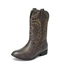 DREAM PAIRS Kids Cowgirl Boots Girls Cowboy Western Mid Calf Riding Boots,SDBO214K,Brown,Size 11