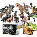 Toy Choi's Dinosaurs Toys for Kids, 20 Packs Dinosaur Figure Play Set with Educational Dinosaur Book, Realistic Plastic Dinosaurs with Baby Dino Eggs, Birthday Gifts Toys for 3 4 5 6 7 8 Year Old Boys