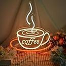 Coffee Neon Sign for Wall Decor, Dimmable Cafe Neon Sign for Coffee shop, Coffee Cup Neon Sign for Cafe Kitchen Bedroom Home Decorations,Gifts for Coffee Lover, Friends & Family, 17"x15" by JXIN