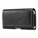 DFV mobile - Holster Horizontal Leather with Belt Loop for Nokia Lumia 1520 (Nokia Beastie) - Black