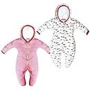 VParents Zoey Hooded Full Sleeve Cotton Baby Footies Sleepsuit Rompers for baby boys and baby Girls Pack of 2 (3-6 Months, Red)