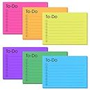 TIESOME 6 Pack to Do List Sticky Notes, 300 Sheets Self-Stick to Do Sticky Notes with Line, Colors Adhesive Memo Sticky Notes Notepad Bulk, Home Office School Planner Reminder Supplies, 4 x 2.8 Inch