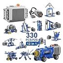 Maiwaput 330Pcs Building Kit, 12 in 1 STEM Toys with Electric Power Motor for Kids, DIY Erector Set for Boys Girls, Technic Building Suit Creative Play Great Gift for Kids Age 6+