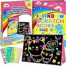 ZMLM Rainbow Scratch Notebooks per bambini: 2 confezioni Art-Craft Scratch Off Notebooks Kit Magic DIY Paper Supplies Giocattolo per 3-9 anni Regali per Festa di compleanno di Natale