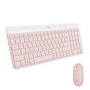 Logitech MK470 Slim Wireless Keyboard and Mouse Combo - Modern Compact Layout, Ultra Quiet, 2.4 GHz USB Receiver, Plug n' Play Connectivity, Compatible with Windows - Rose