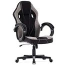SENSE7 Gaming Stuhl Prism, ergonomischer Gaming Sessel, Gaming Chair mit Wippfunktion, Gepolsterte Armlehnen, Stoff Bürostuhl bis 120kg, PC Stuhl Schwarz-Grau