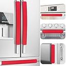 MRKG Refrigerator Door Handle Covers, Set of 6, Handle Covers for Fridge and Microwave Oven, Minimalist, Innovative, Keep Your Kitchen Appliance Clean from Smudges, Drips, Food Stains, Oil (Red)
