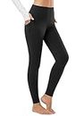 BALEAF Women's Fleece Lined Leggings Thermal Warm Winter Tights High Waisted Thick Yoga Pants Cold Weather with Pockets Black S