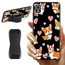 JYCUHTCL for Cricket Debut Smart Phone Case + Universal Finger Kickstand, Corgi Design for Cricket Debut Smart Case, Soft TPU Cover with Phone Finger Strap Stand for Most Smartphones