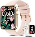 Smartwatch for Android iPhone Compatible, Smart Watches for Women(Call Receive/Dial), 1.85" Waterproof Fitness Tracker with AI Voice Control Heart Rate Sleep Monitor Pedometer 20 Sport Modes, Pink