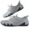 Outdoor Mesh Trail Shoes,Men's Summer Breathable Shoes,Non-Slip Casual Sports Sneakers for Driving Hiking & Walking Loafer Moccasin (Gray,EUR 44)