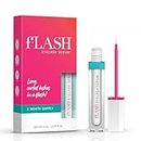 fLASH Eyelash Serum, Serum for Long, Curled Lashes - Enhances and Strengthens Your Natural Lashes - Safe and Effective Formula, 3-Month Supply