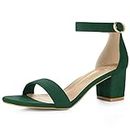 Allegra K Women's Open Toe Block Heel Ankle Strap Sandals Emerald Green 5.5 UK/Label Size 7.5 US
