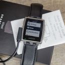 Pebble Steel 401B 401S Smartwatch Leather Watch *Needs New Battery  Working*