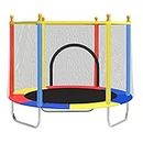 BabyGo 55 inch Trampoline with Safety Enclosure Net & U-Shape Stainless Steel Frame & Legs for Kids & Adults | Indoor Outdoor Exercise Trampoline | Weight Supports Up to 120 Kg