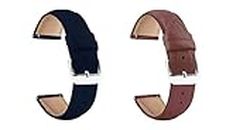 ACM Pack of 2 Watch Strap Leather Belt compatible with Michael Kors Mkgo Mkt5072 Smartwatch Casual Classic Band (Blue/Brown)