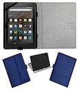 Acm Leather Flip Flap Case Compatible with Kindle All Fire Hd 8 Tablet Cover Stand Blue