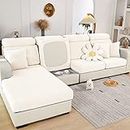 Sofa Seat Cushion Covers- High Stretch Non-Slip Couch Sofa Cover 1-Piece Universal for 1 2 3 4 Seater L Shape Chaise Longue Sofa Slipcovers for Living Room Dogs Pet (3 Seater, Weave White)
