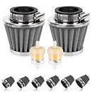 Swpeet 2Pcs 35mm Motorcycle Air Filter with 2Pcs Fuel Filter Replace Assortment Kit, Universal Cone Intake Breather Cleaner Replacement for 50cc 110cc 125cc 150cc 200cc Atv Dirt Bike, Scooter (Black)