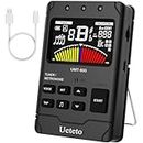 Ueteto Metronome Tuner for All Instruments, Rechargeable Digital Metronome with English Vocal Counting and TAP Function, Tuner with Guitar, Bass, Violin, Ukulele and Chromatic Tuning Modes