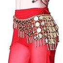 Pañuelo Danza del Vientre,Falda Lentejuelas Belly Dance Accessories Beads Tassel Belly Dance Bank for Women Belly Dancing Hip Bufanda (Color : Big Gold Coin, Size : One Size)