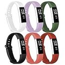 Fcloud 6Pcs Sport Watch Bands Compatible with Fitbit Alta/Fitbit Alta HR Soft Water Proof Fitness Straps for Women Men（White,Lilac,Dark Green,Black,Orange,Red Small）