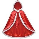 Baby & Sons Unisex Kids Cute Santa Cloak Velvet Hooded Cape Robe Christmas Costume (4-6 Years)