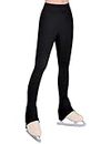 Girls Ice Skating Pants Black High Waist Leggings Soft Seamless Durable Bell Bottoms for Kids Teens Competition, Black, 5-6 Years