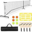 Deeliva Pickleball Set Net with Wheels Driveway Portable Pickle Ball Nets 22ft Regulation Size with 4 Paddles, 6 Pickle Balls, Court Line, Carry Bag, Heavy Duty Frame Outdoor Indoor Home
