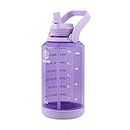 Takeya 64 oz Motivational Water Bottle with Straw Lid with Time Marker, Half Gallon, Premium Quality BPA Free Tritan Plastic, Vivacity Purple