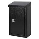 xydled Wall-Mounted Key Drop Box with Key Lock, Metal Mailbox, Indoor& Outdoor Storage Box, Hanging Secured Postbox, for Home & Business Use, 5.5X 3.0X 9.8 inch, Black