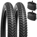 YunSCM 16" Bike Tires 16 x 1.75 47-305 ETRTO and Tubes 16x1.75/2.125 AV32mm Valve with 2 Tire Liners Compatible with 16 x 1.75 Bike Bicycle Tires and Tubes- 2Pack(Y705-1)